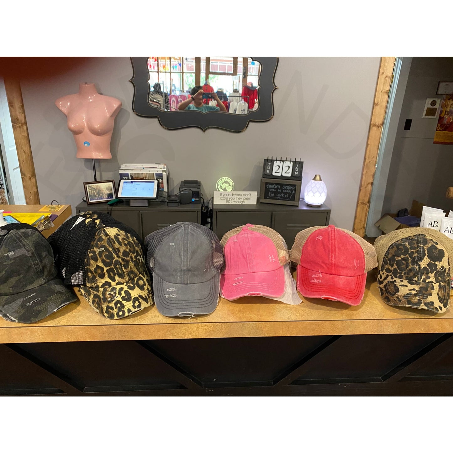 Washed Denim Criss Cross High Pony CC Ball Cap - Headwear