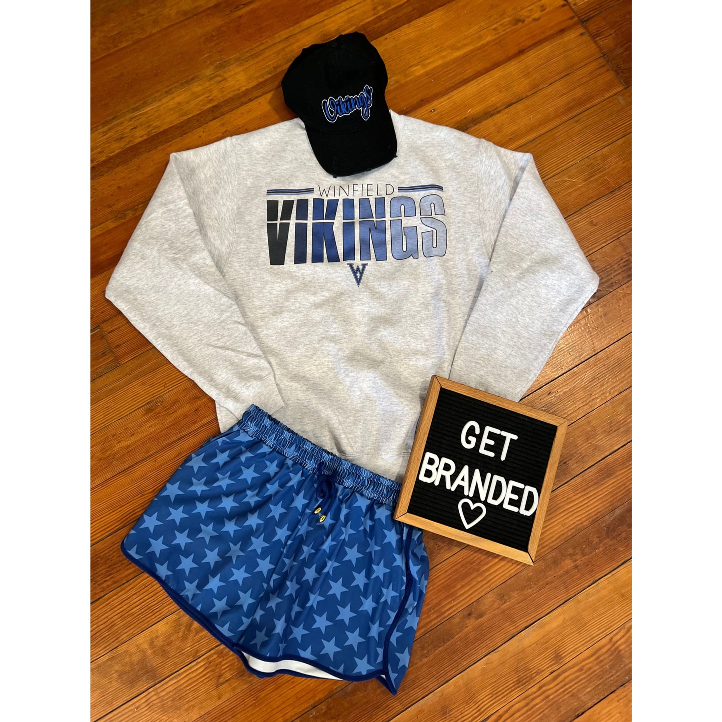 Winfield Vikings Heathered Ombre Crew