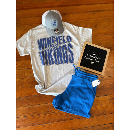 Winfield Vikings Slant Grey Tee