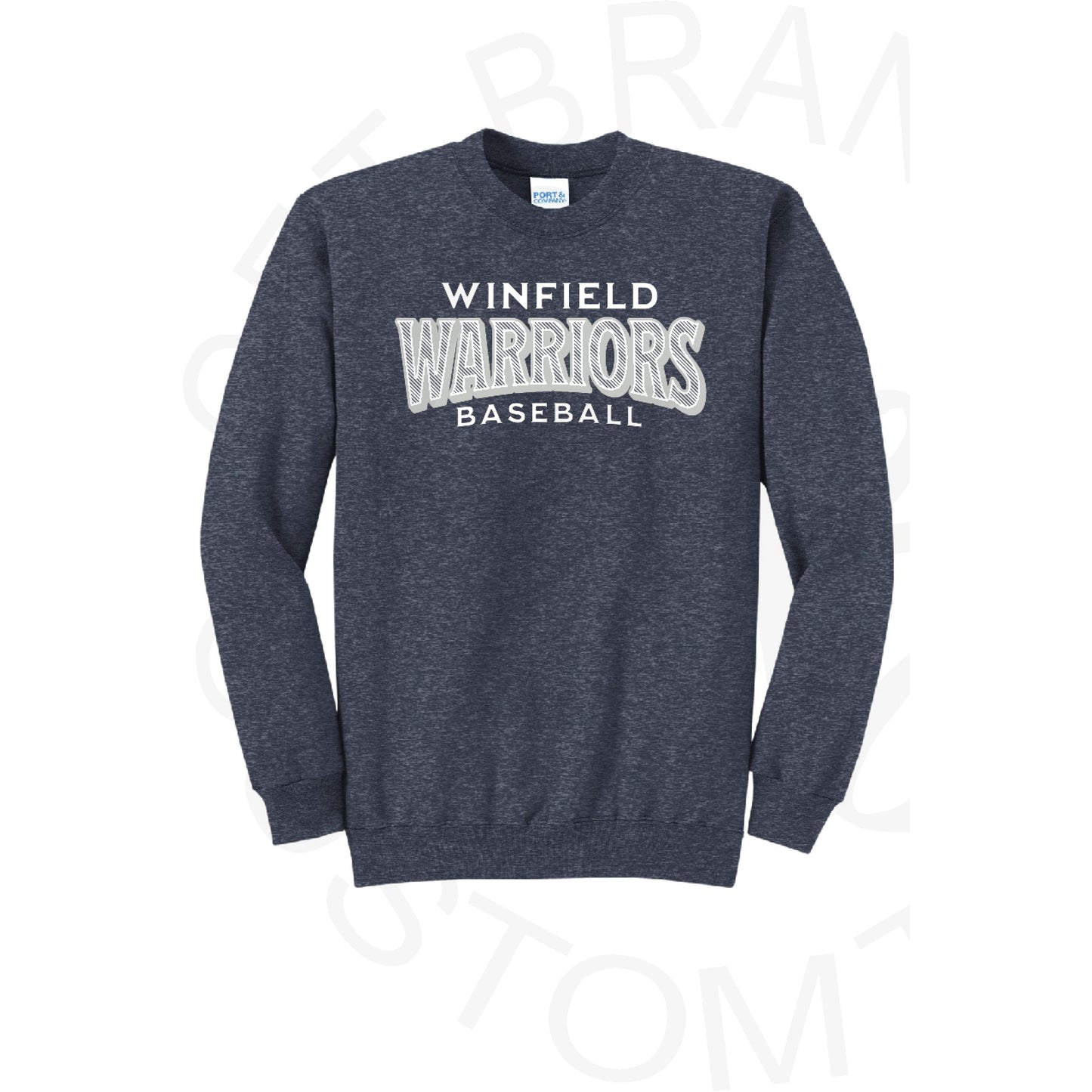 Winfield Warriors Port & Co Brand Heather Navy Crew