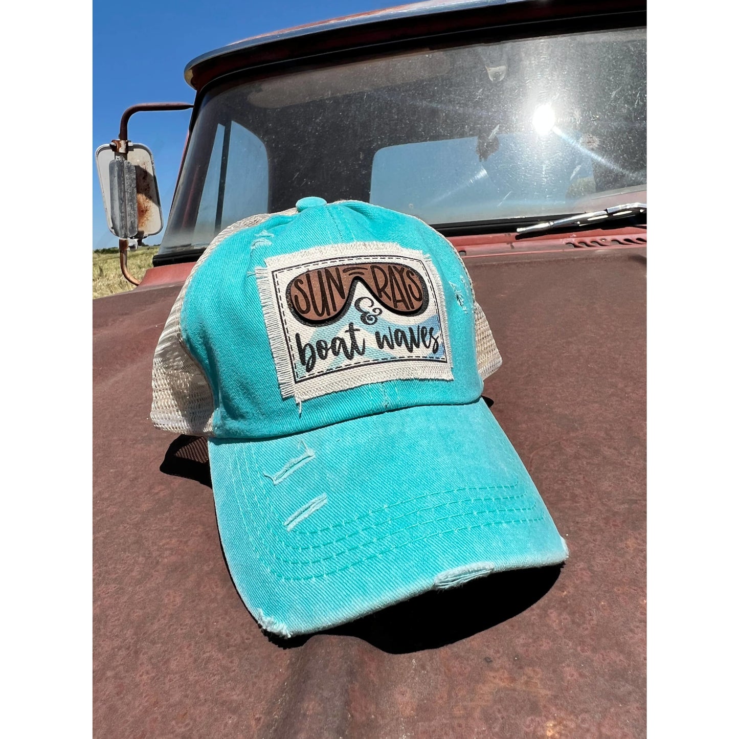 Boat Waves Teal Baseball Cap