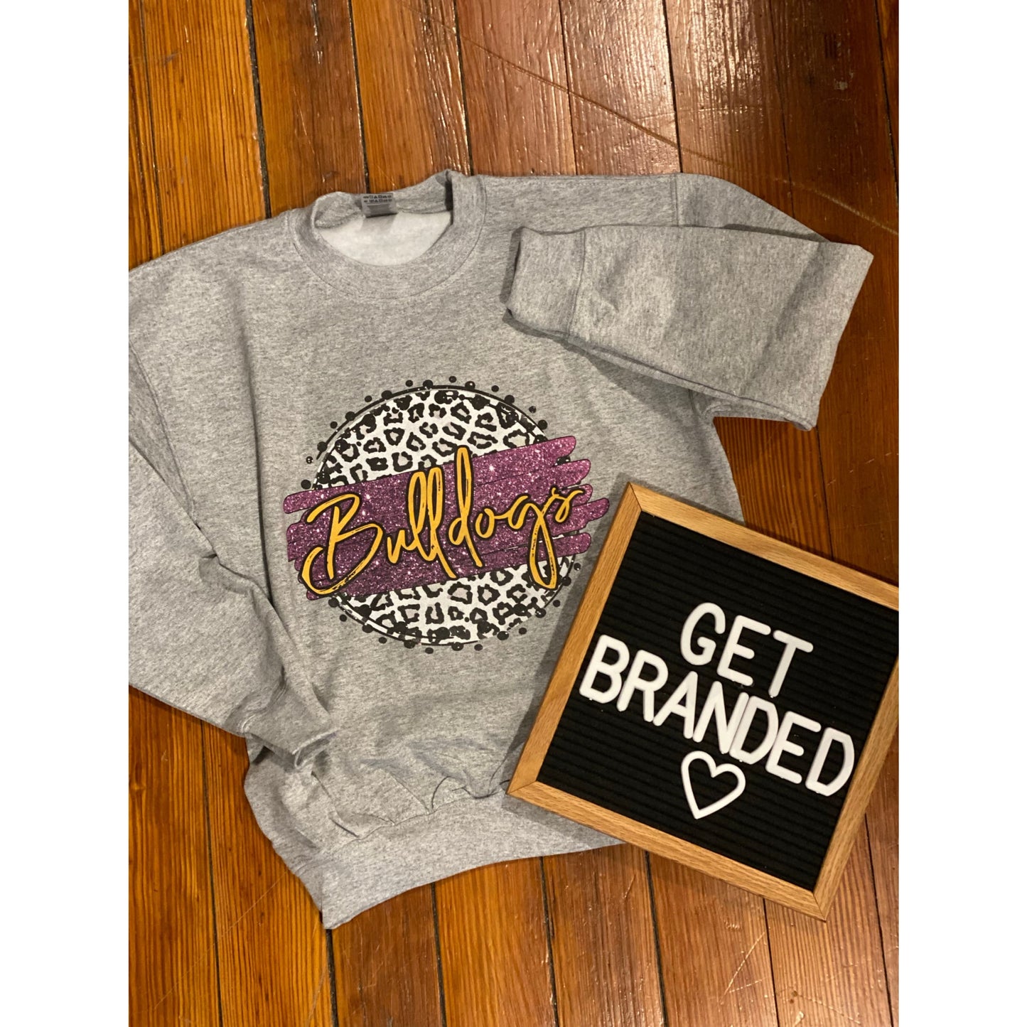 Leopard Circle Bulldogs Crew Sweatshirt