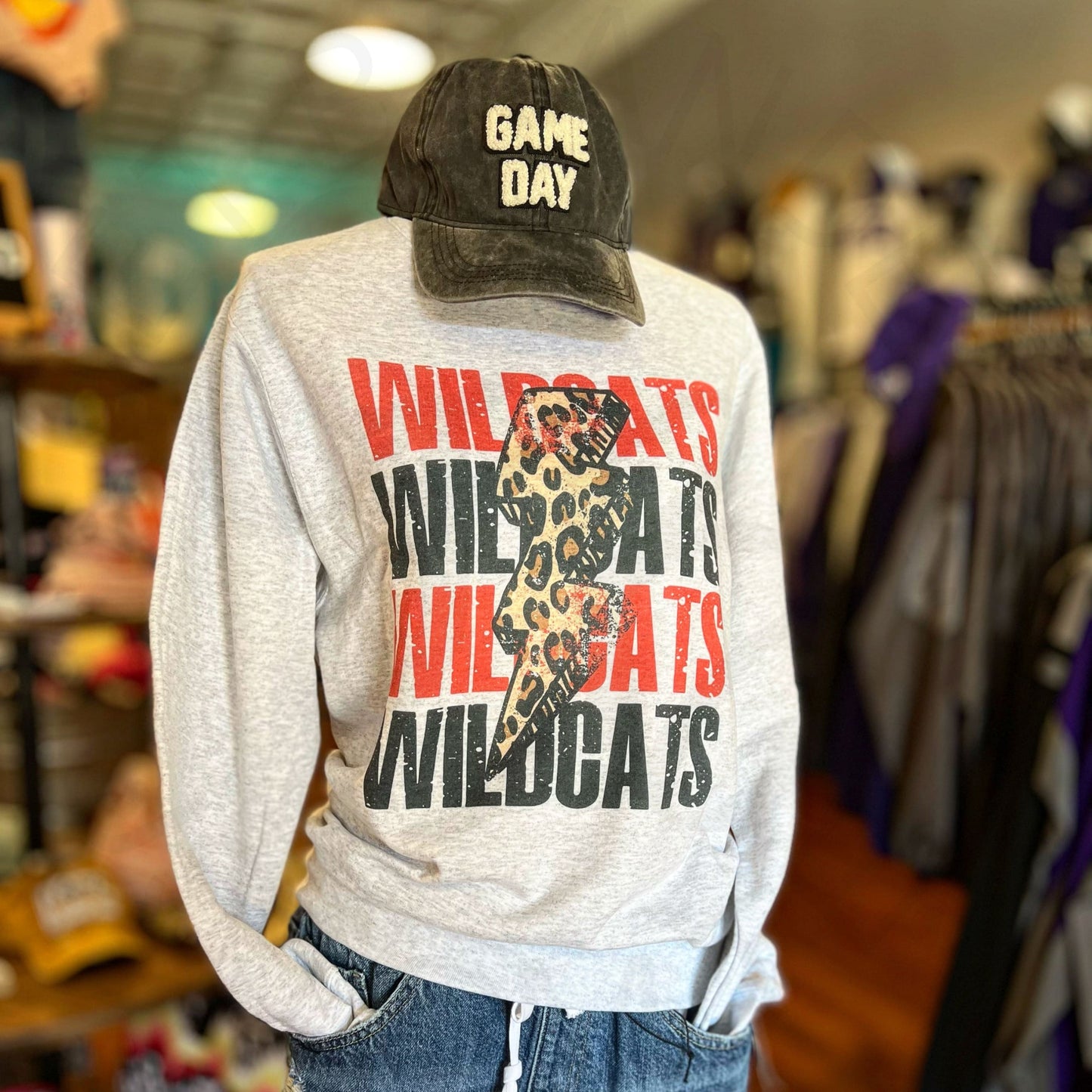 Stacked Wildcats Leopard Lightning Crew Sweatshirt