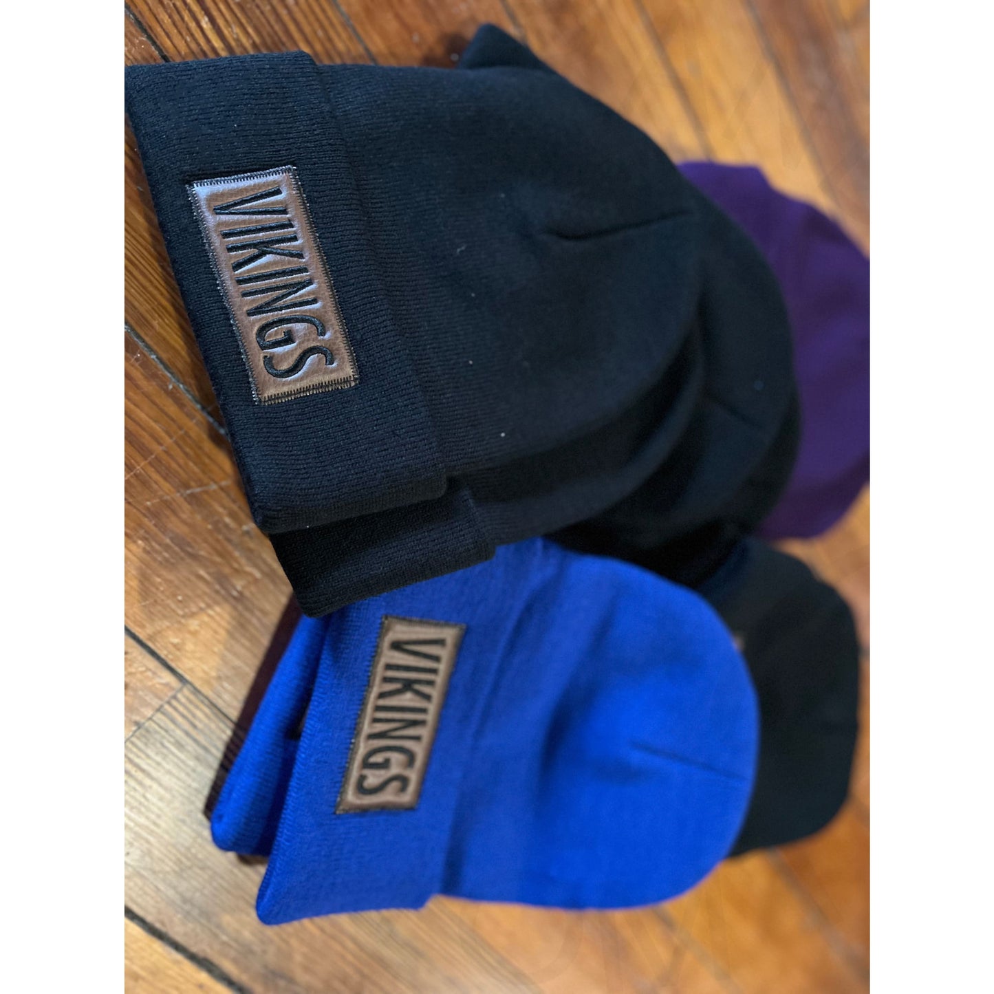 Viking Leather Patch Beanies