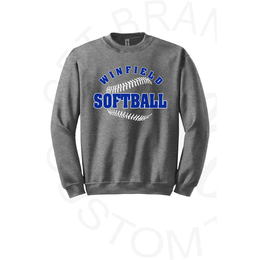 2025 Winfield Softball Laces Gildan Crew Sweatshirt