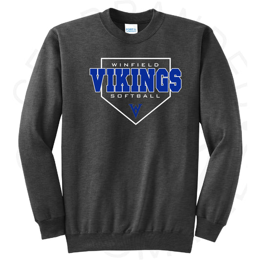 2025 Winfield Softball Plate Port & Co Crew Sweatshirt