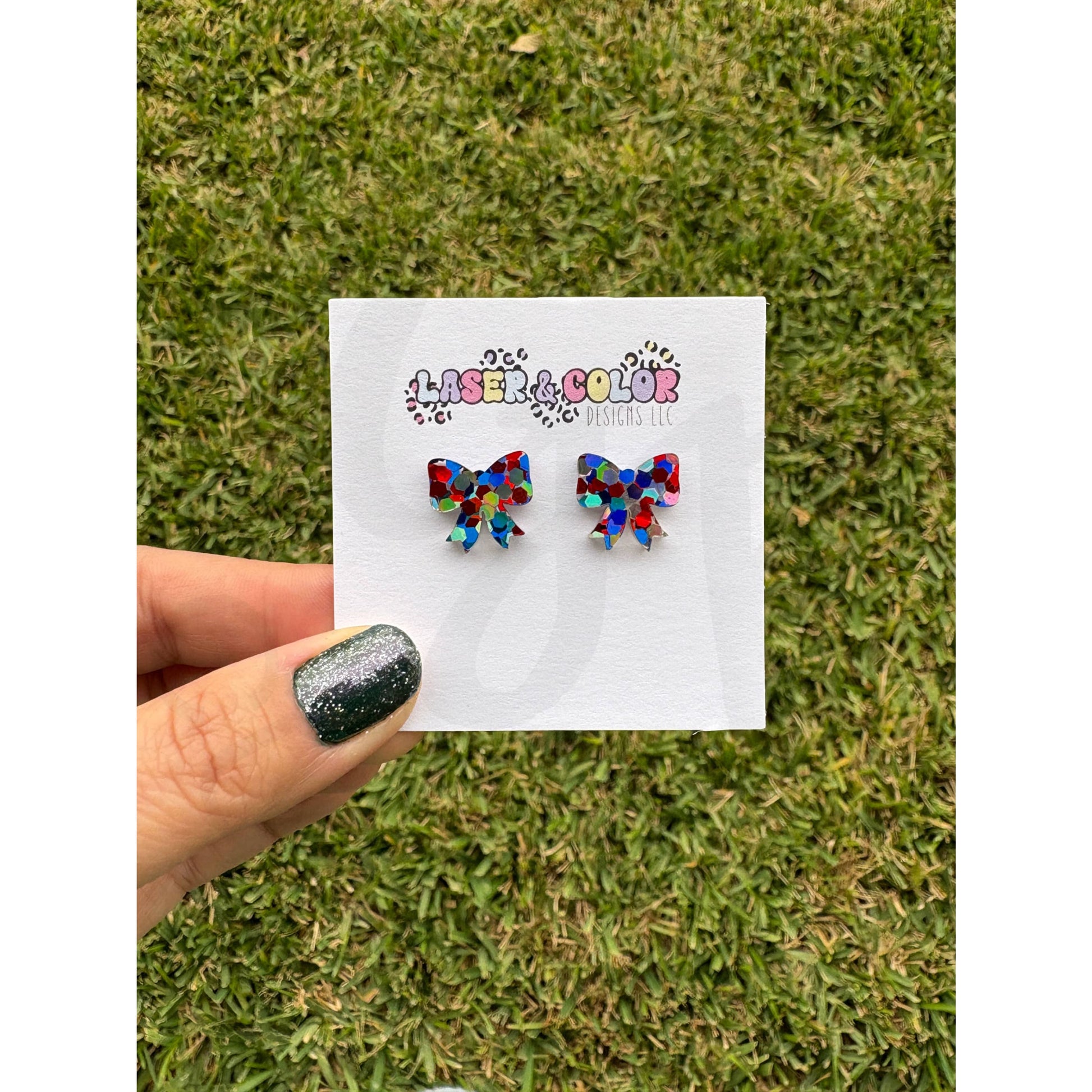 4th of July Bow Earrings Coquette Bow Stud USA Earrings