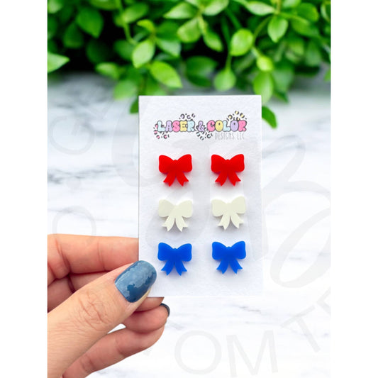 4th of July Bow Earrings USA Earrings - Apparel &