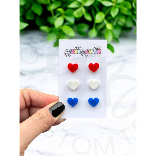 4th of July Heart Earrings USA Earrings - Apparel &