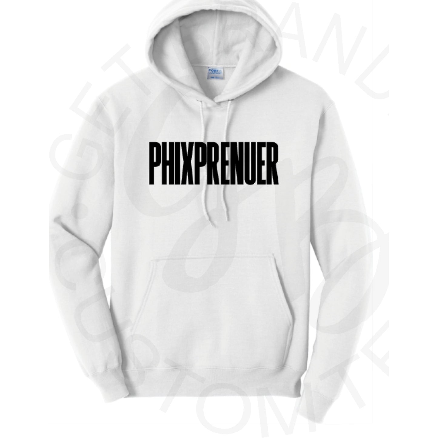 PRE-ORDER Phixprenuer Hoodie - SM / Block Letters / White