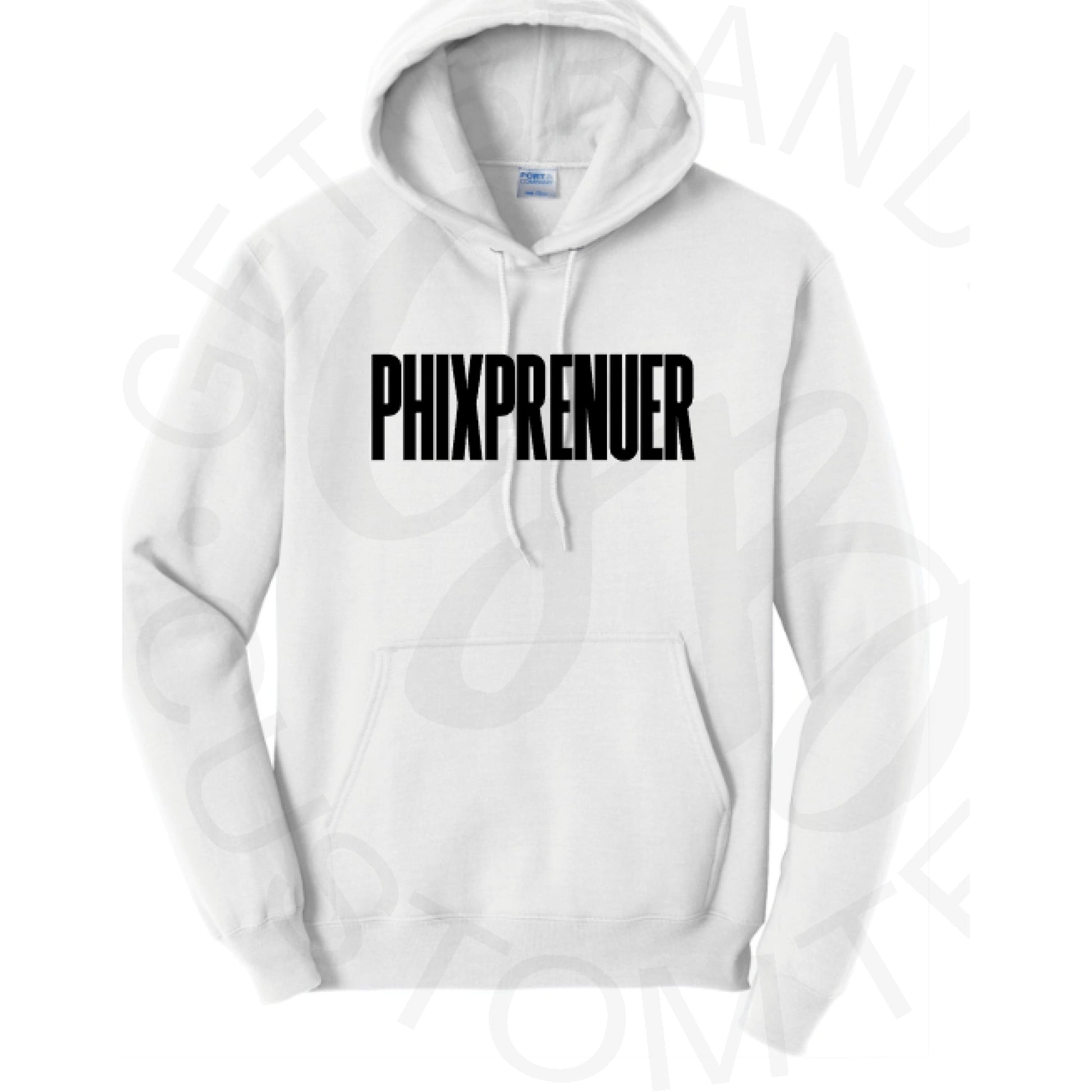 PRE-ORDER Phixprenuer Hoodie - SM / Block Letters / White