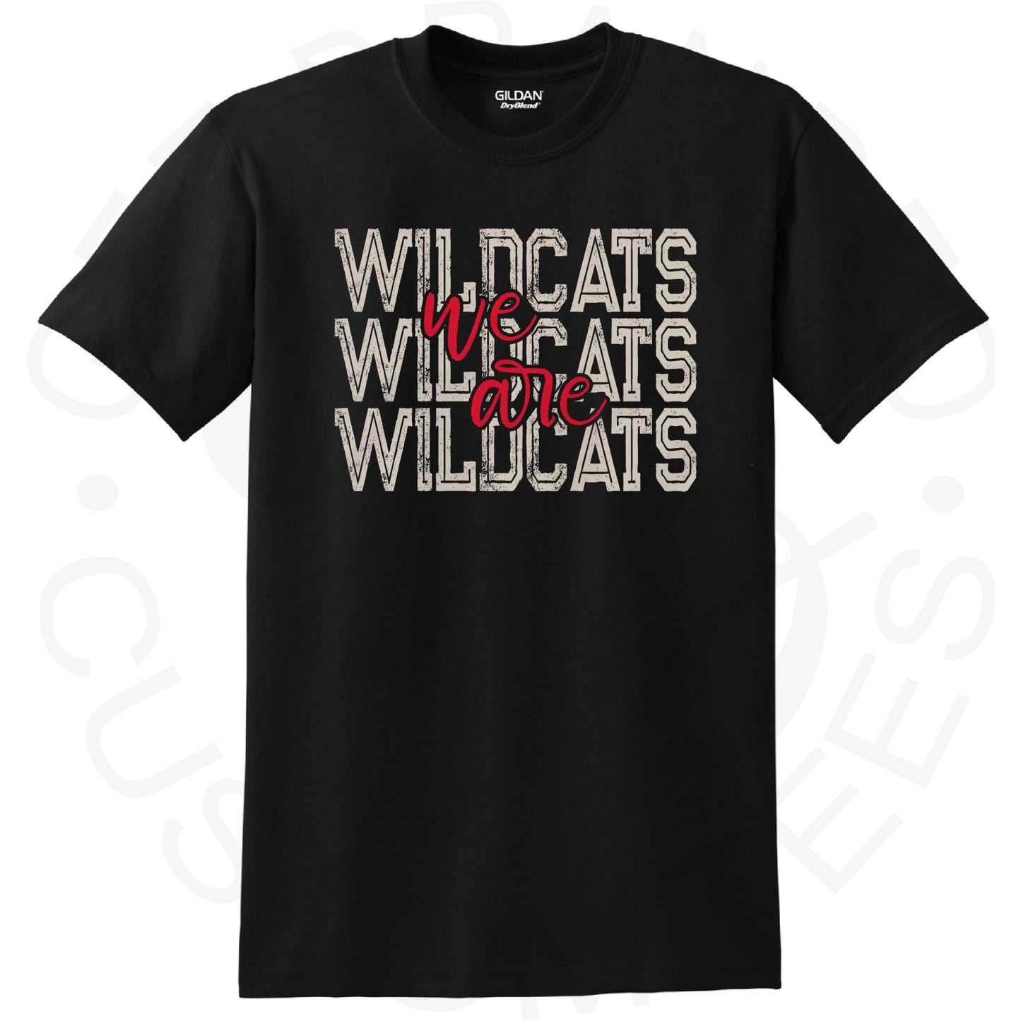 ADULT We Are Wildcats Tees- Black with Silver Metallic Ink