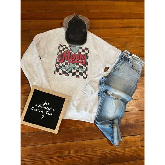 Bella Canvas Checkered ’Merry Christmas’ Crew