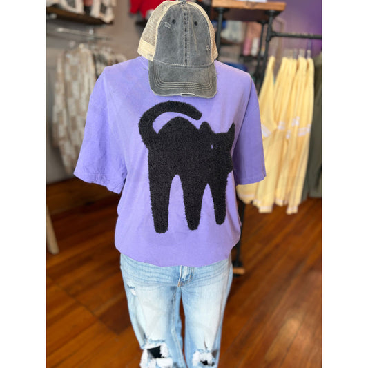 Black Cat Fluffy Patch Tee