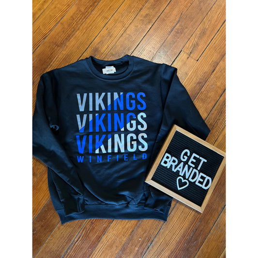 Black Winfield Vikings Repeat Crew Sweatshirt