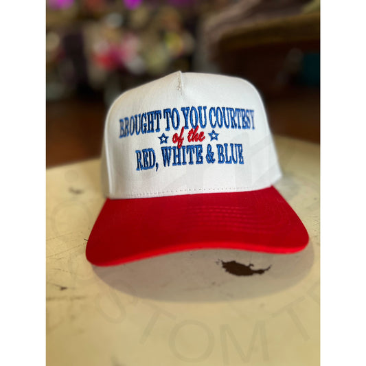 Brought to you Courtesy C.C Embroidered Trucker Hat - Red