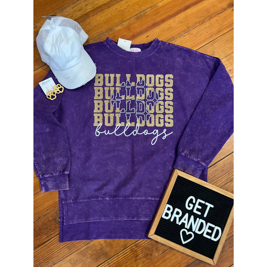 Bulldogs Gold Repeat Corded Vintage Pullover