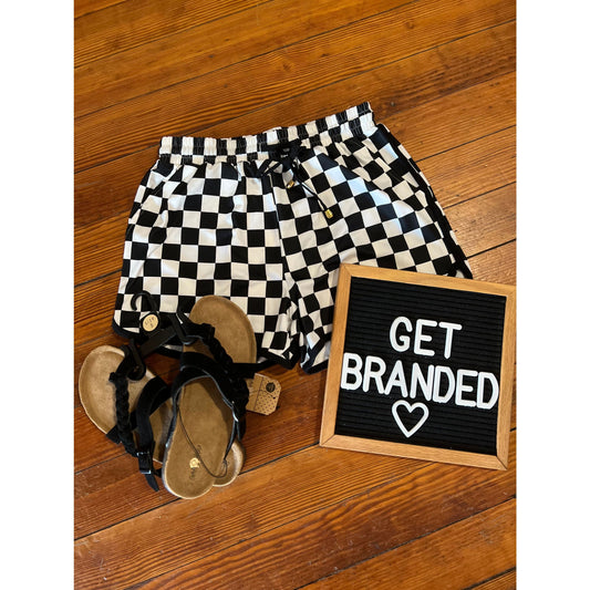 Checkerboard Checkered Drawstring Everyday Shorts