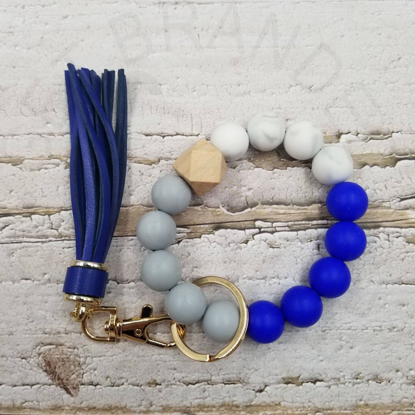 Colorful Silicone Bead Wrist Keychain - Royal Blue