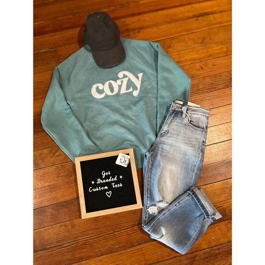 ’Cozy’ Fluffy Patch Bella Canvas Crewneck