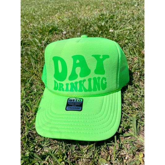 Day Drinking Neon Green Trucker Hat - Apparel & Accessories