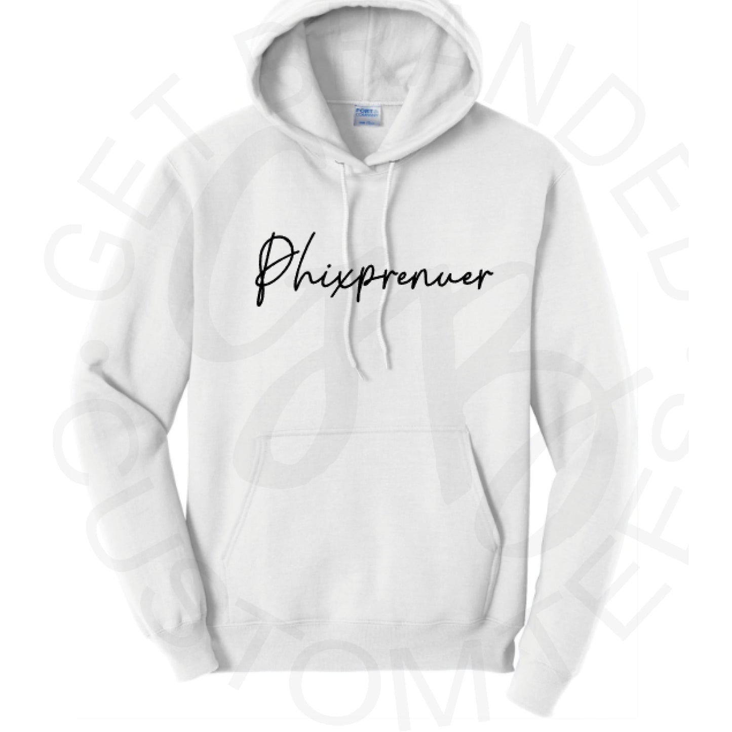 PRE-ORDER Phixprenuer Hoodie - SM / Script Letters / White