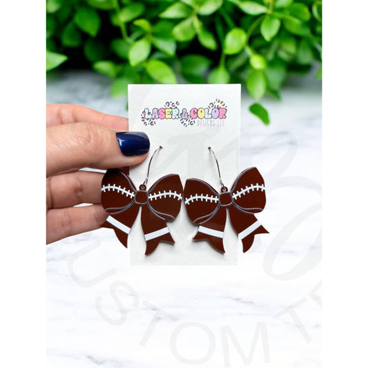 Football Bow Earrings Team Spirit Earrings - Apparel &
