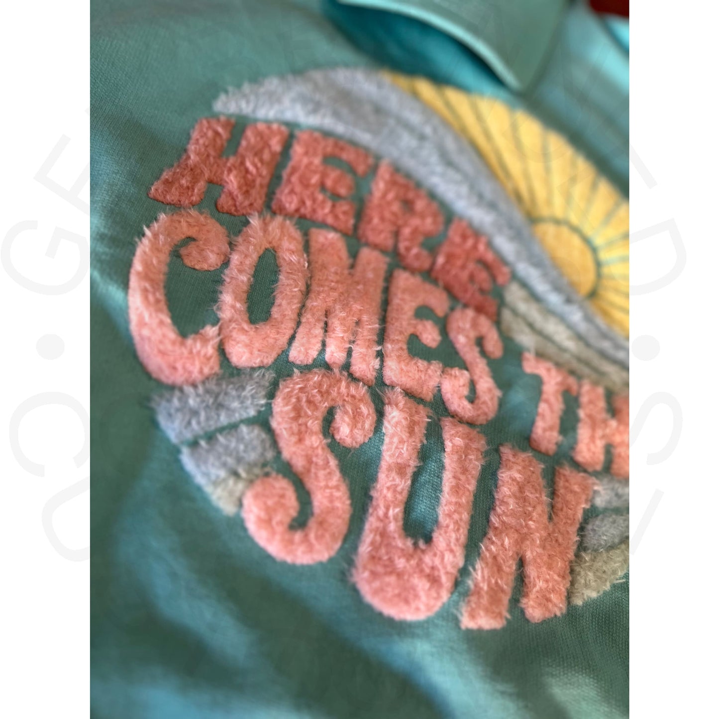 ’Here Comes The Sun’ Comfort Colors Fluff Patch Crew