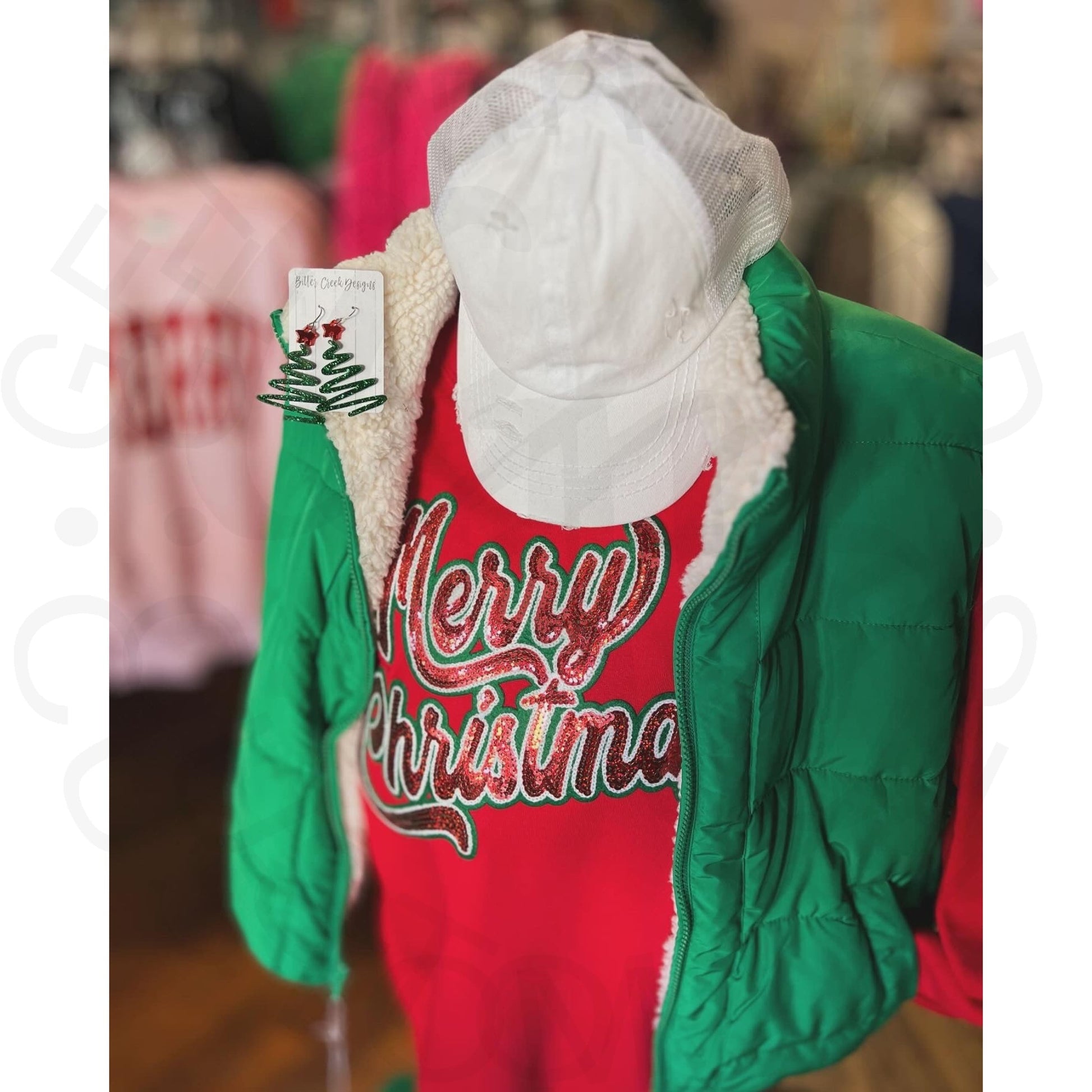 NEW!! Sequin Merry Christmas Patch Crew