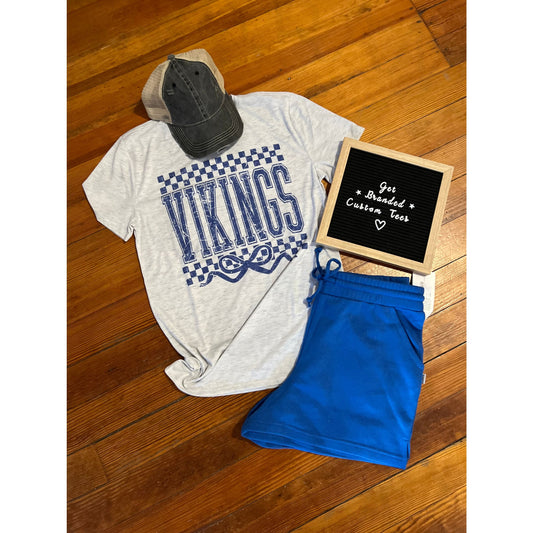 Heathered Checkered Bow Vikings Tee