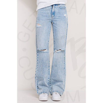 High Rise Acid Wash Straight Jean - 13 Apparel & Accessories