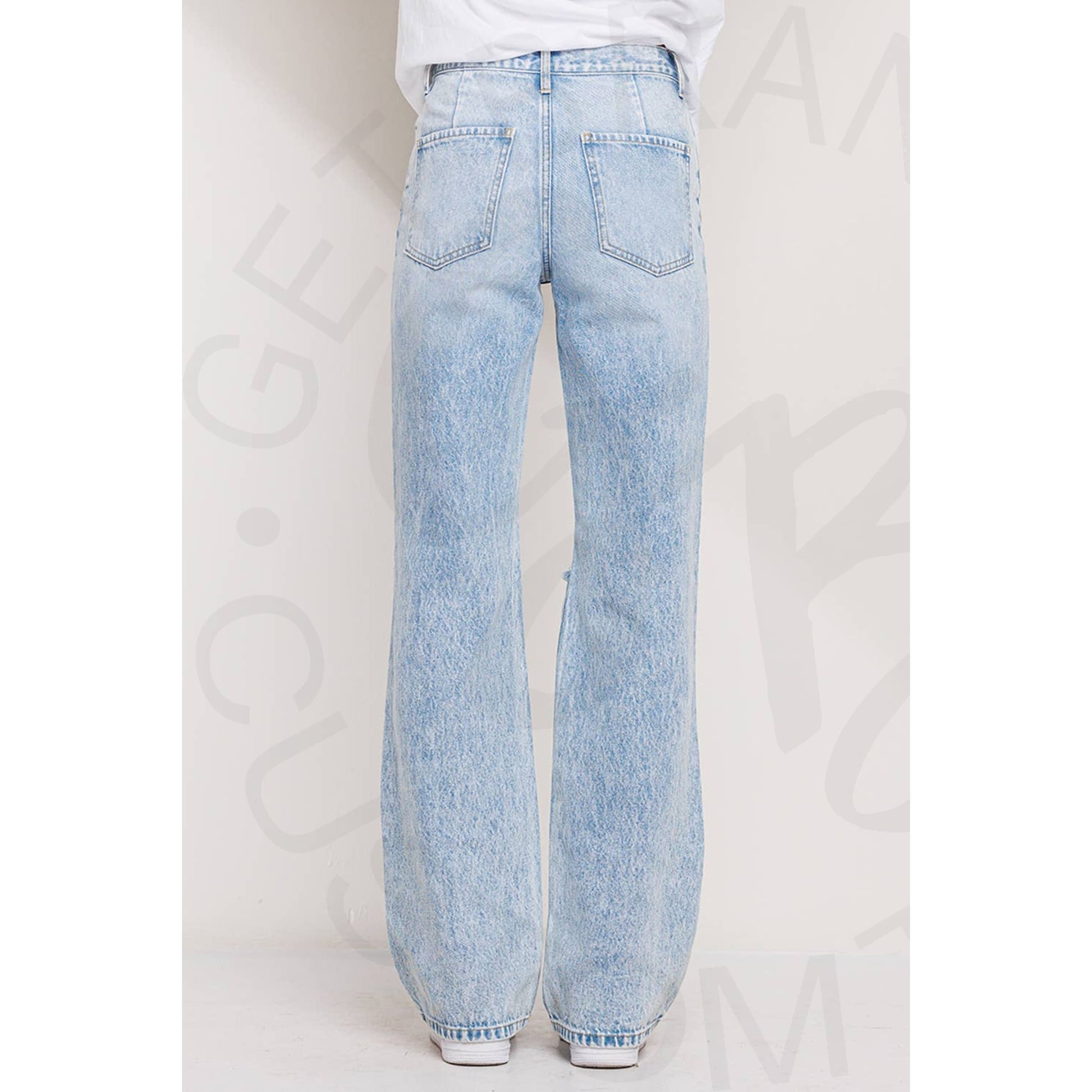 High Rise Acid Wash Straight Jean - Apparel & Accessories