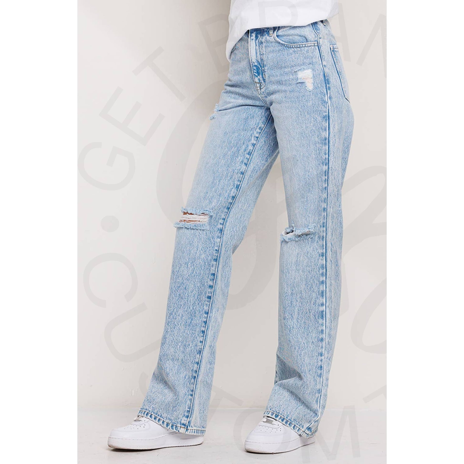 High Rise Acid Wash Straight Jean - Apparel & Accessories