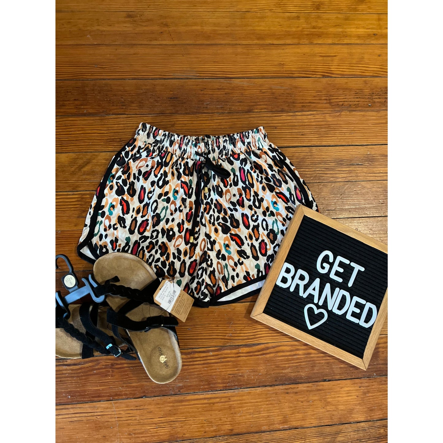 Into The Action Leopard Drawstring Everyday Shorts