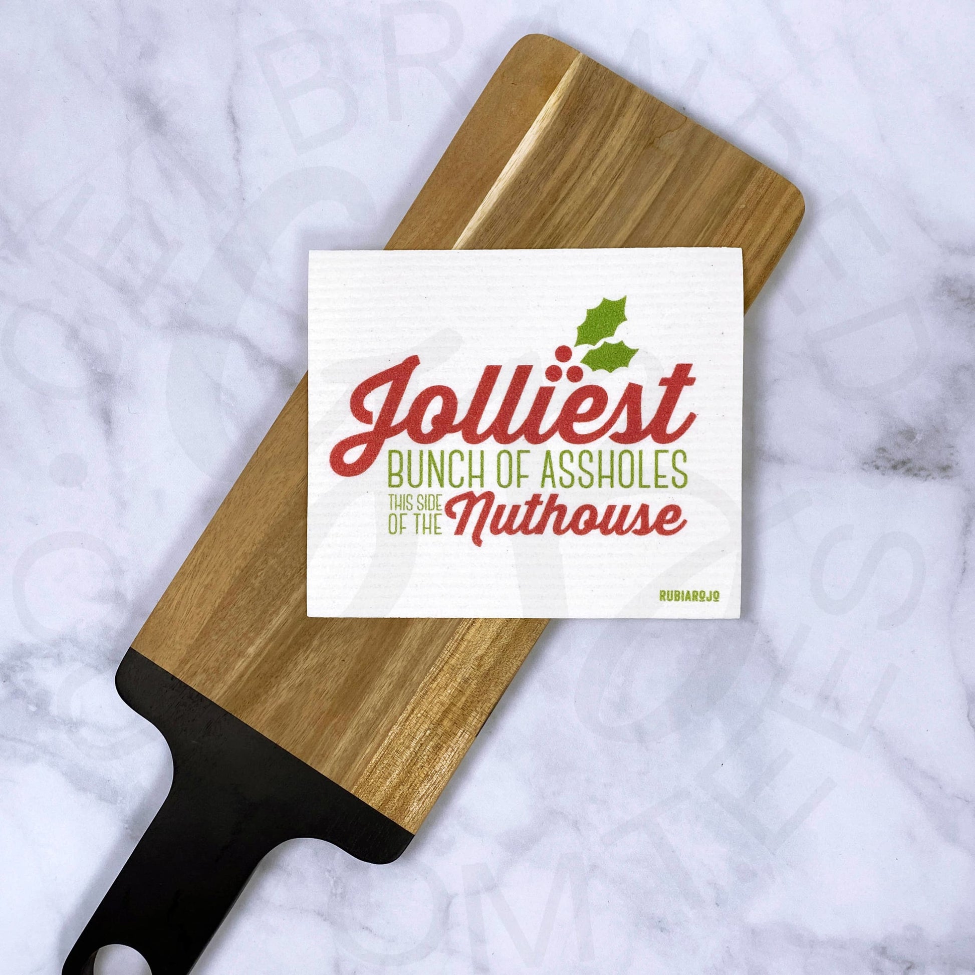 Jolliest Bunch of Assholes Holiday Swedish dishcloth -