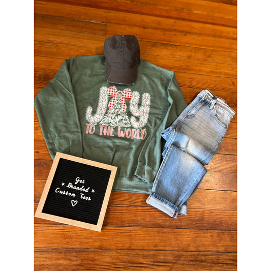 Joy To The World Green Sweatshirt - Apparel & Accessories