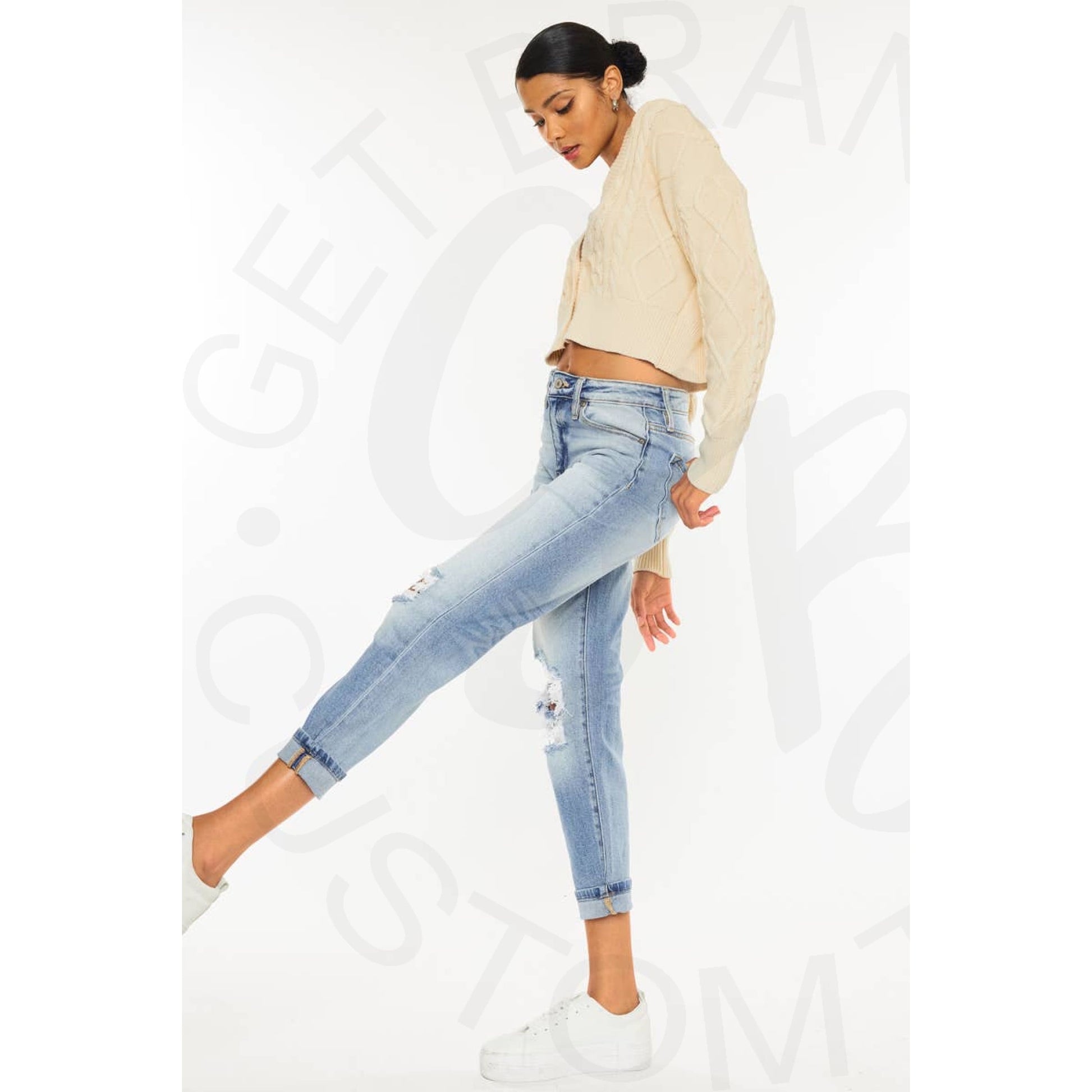 Kan Can High Rise Mom Jeans - Apparel & Accessories