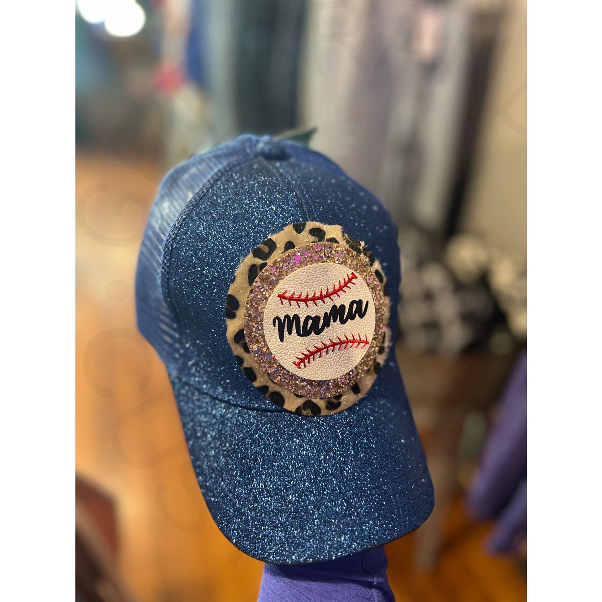 Leopard Glitter “Mama” Hat