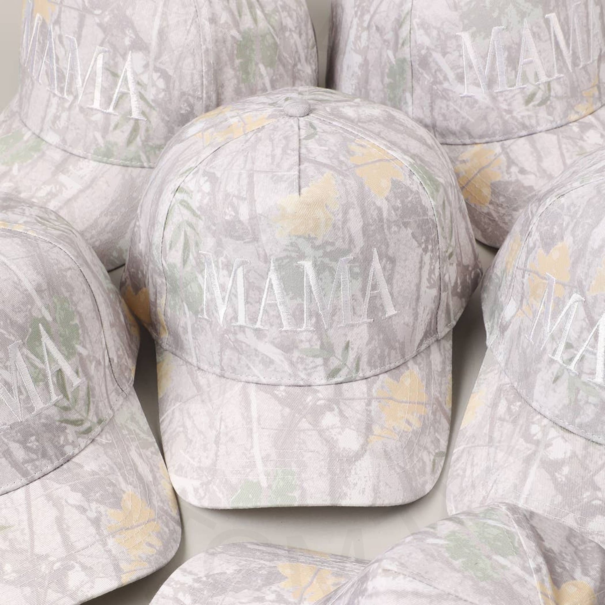 MAMA Embroidery Camo Baseball Cap - ONE SIZE / BEIGE CAMO