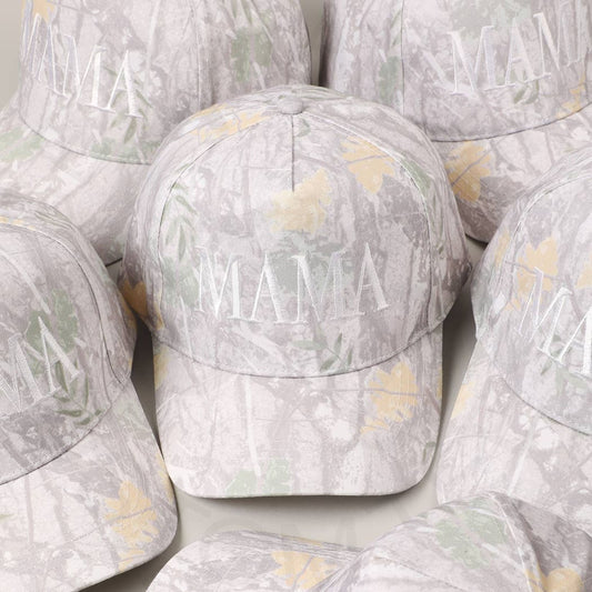 MAMA Embroidery Camo Baseball Cap - ONE SIZE / BEIGE CAMO