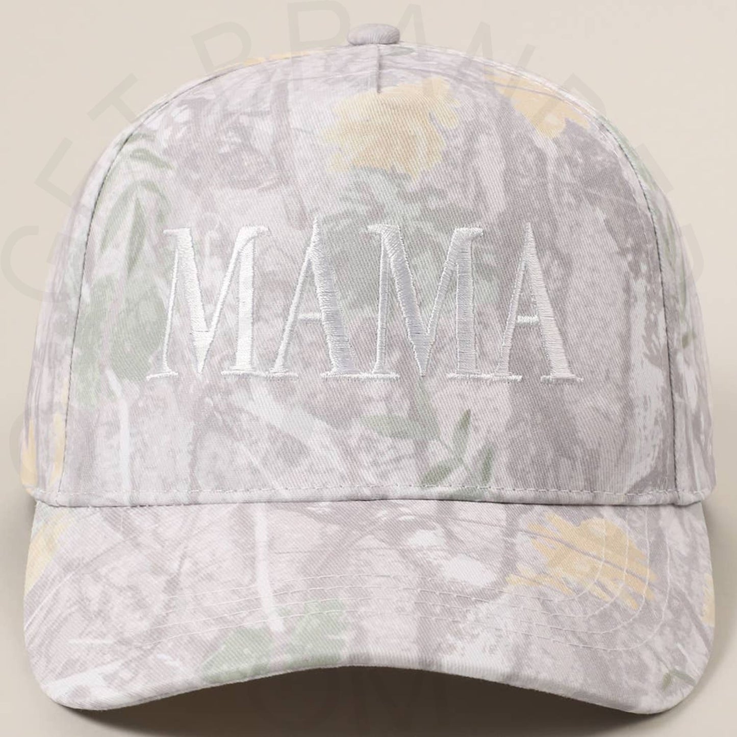MAMA Embroidery Camo Baseball Cap - ONE SIZE / BEIGE CAMO