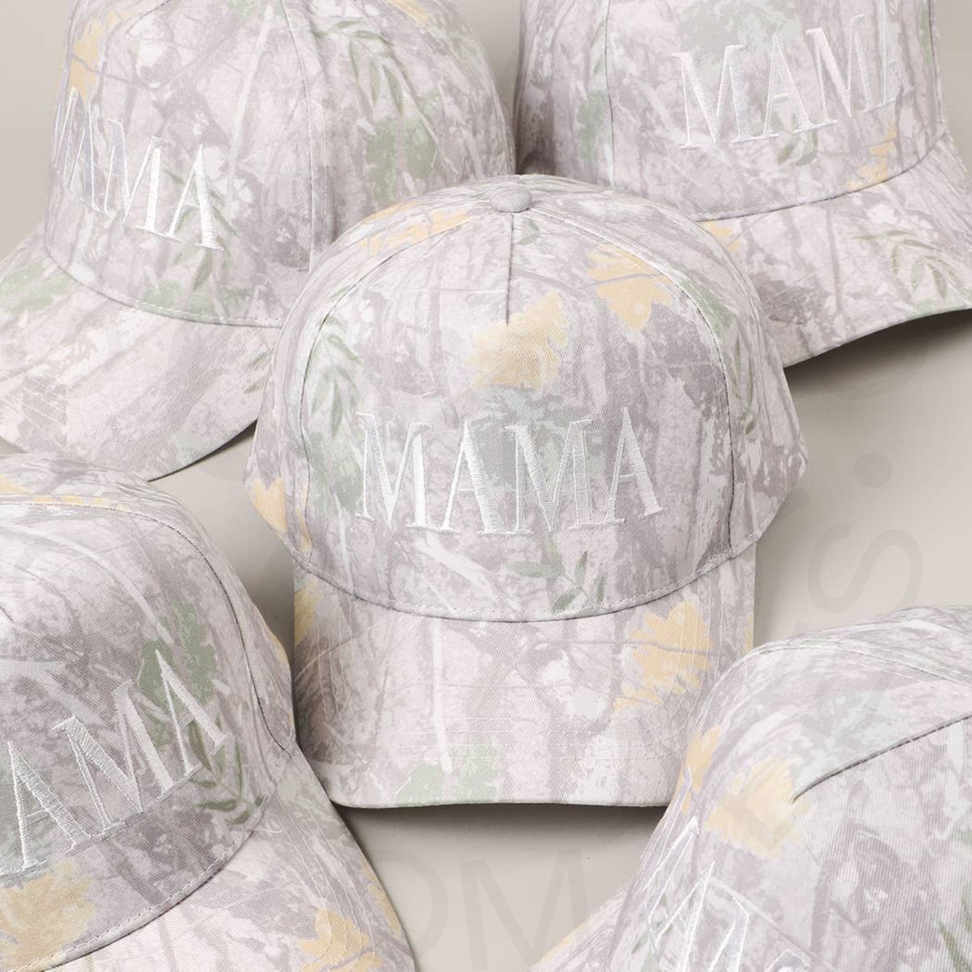 MAMA Embroidery Camo Baseball Cap - ONE SIZE / BEIGE CAMO