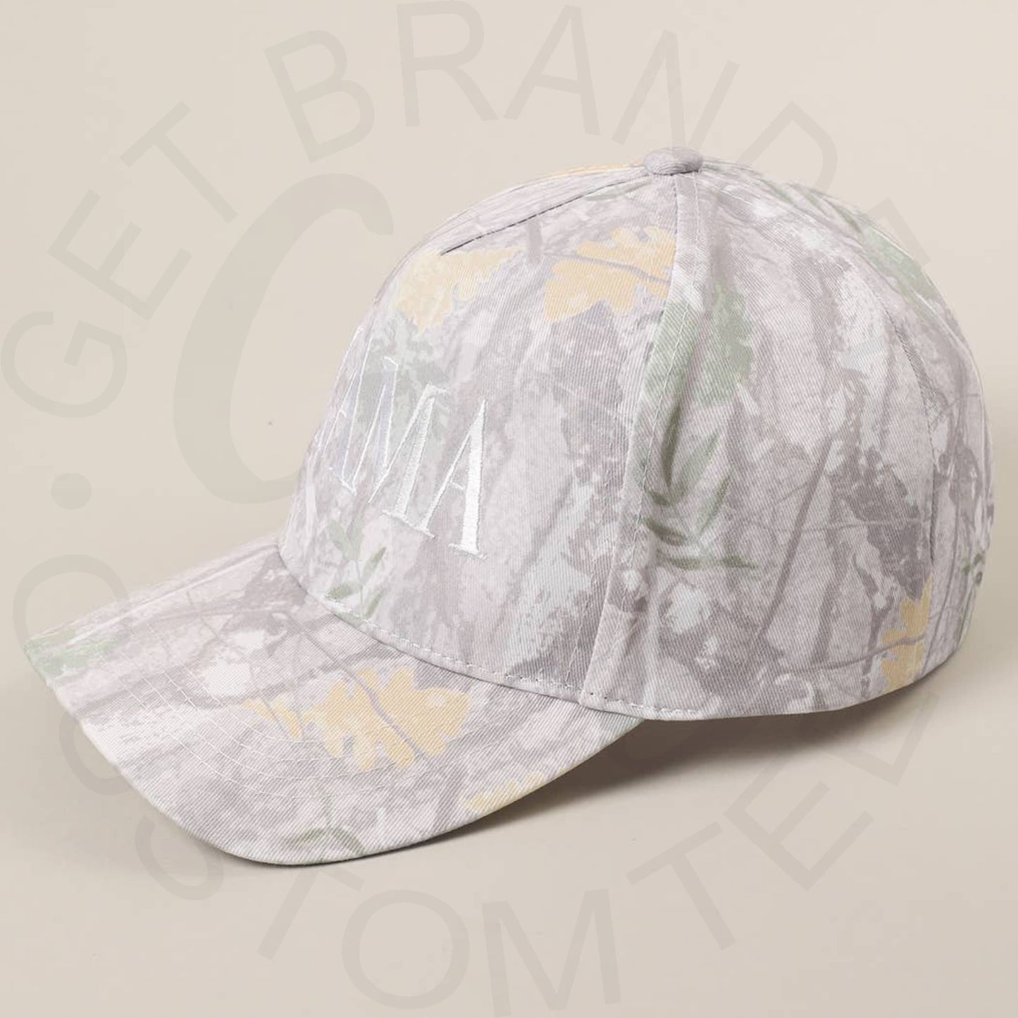 MAMA Embroidery Camo Baseball Cap - ONE SIZE / BEIGE CAMO