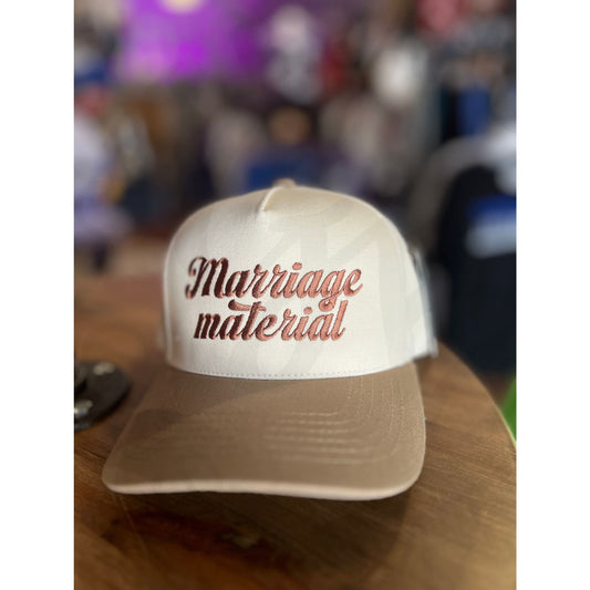 Marriage Material Two Tone Trucker Hat - Beige / ONE SIZE