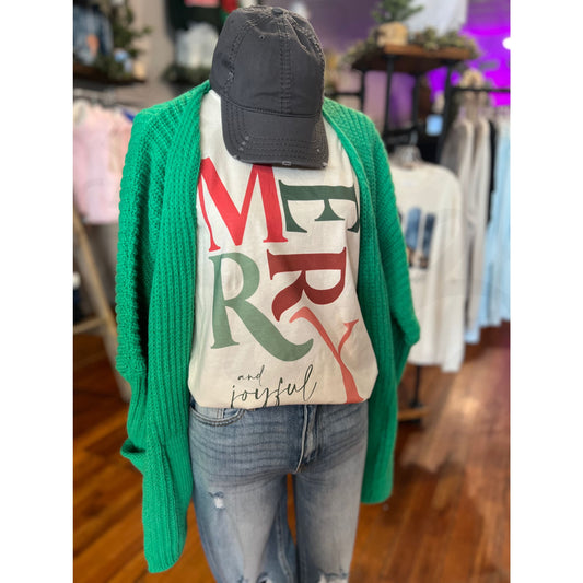 Merry + Joyful Christmas Graphic Tee - Apparel & Accessories