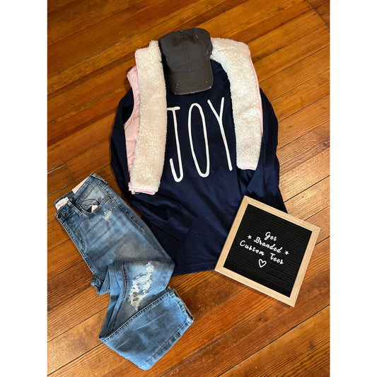 Navy Joy Bella Canvas Long Sleeve