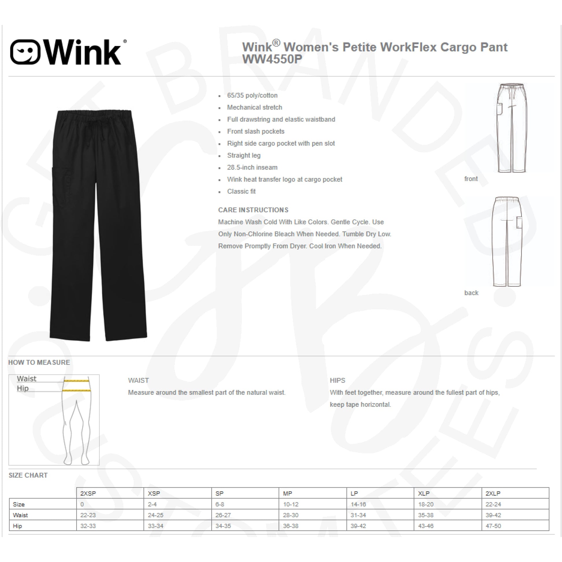 NEW!! WNH Wink® PETITE Women’s WorkFlex™ Cargo Pant