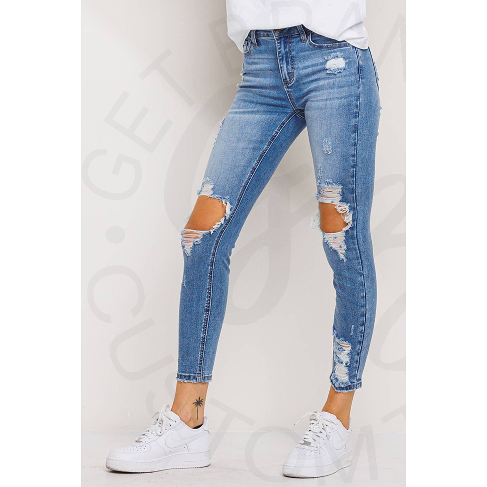 Open Knee Hole Distressed Skinny - Apparel & Accessories