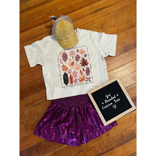 Philippians 4:8 Fall Leaves Heathered Boxy Crop Tee