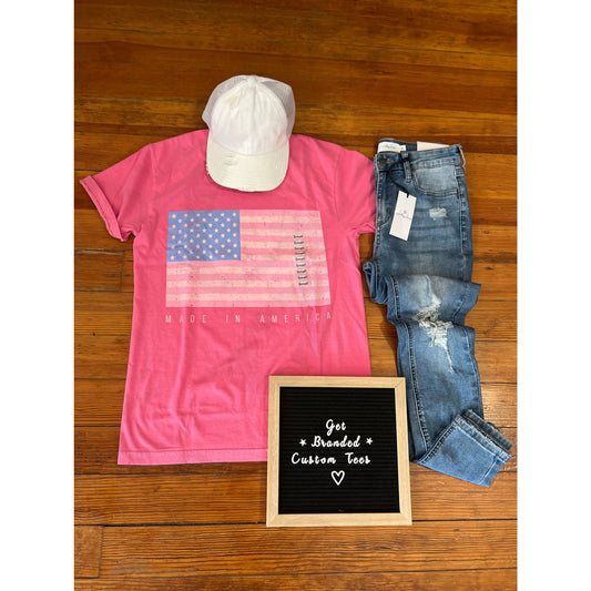 Pink Made in America Comfort Colors Tee - Apparel &